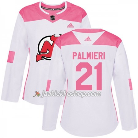 Nainen NHL New Jersey Devils Pelipaita Kyle Palmieri 21 Adidas 2017-2018 Valkoinen Vaaleanpunainen Fashion Authentic